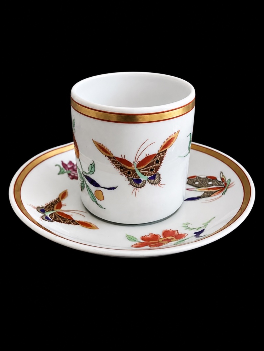 Porcelain cup and saucer by Vista Alegre of Portugal Gold Accents
